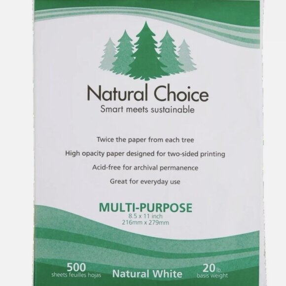 Copy Paper Natural Multi-Purpose Copy Paper, 20 lb, Letter, White, 500 Sheets - Picture 1 of 1
